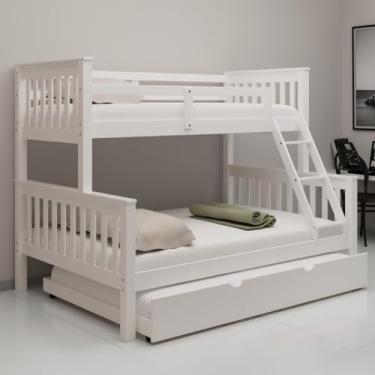 Imagem de Beliche Woodstore Casal Solteiro De Madeira Com Cama Auxiliar Casal Branco