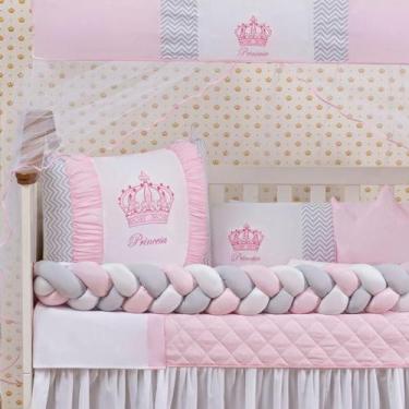 Imagem de Kit Berço Bebê Menino Realeza 11 Peça Com Saia E Mosquiteiro COROA TRA