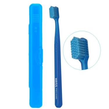 Imagem de Escova de Dente com Porta Escova Cerdas Extra Macia Kess Azul