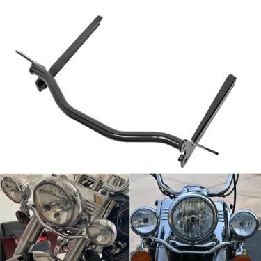 Imagem de H RUO Suporte de holofote de farol de motocicleta Suporte de luz de passagem de neblina compatível com Harley Softail Heritage FLST 2002-2017 Fatboy FLSTF 1990-1999
