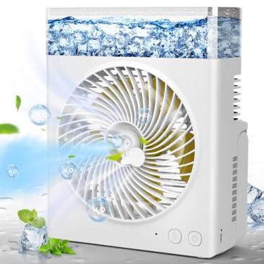 Imagem de JINLICTE Ventilador portátil de nebulização, 8000 mAh, ventilador operado por bateria recarregável de 20 cm com tanque de água de 600 mL, alimentado por bateria USB silencioso, perfeito para acampar
