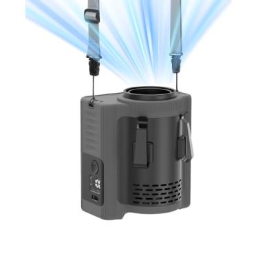Imagem de PlayHot Ventilador de cintura portátil, 5 velocidades 16600PRM ventiladores pessoais, 10000mAh ventiladores recarregáveis até 40H, 4 em 1 clipe no ventilador/ventilador de pescoço/ventilador de mesa