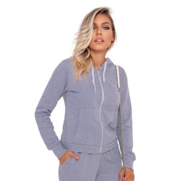 Imagem de Moletom Blusa Feminino Flanelado Com Zíper e Capuz - Gisele Freitas, C