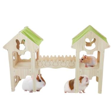 Imagem de Esconderijo de porquinho-da-índia de madeira, brinquedos de escalada, labirinto de hamster, acessórios de animais pequenos para coelho, chinchila, rato, camundongo, gerbil (combinações 6)