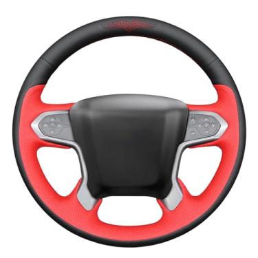 Imagem de MEWANT Capa para volante estilo Chevrolet 4D com costura DIY para Chevrolet Silverado 1500 2014-2018/Suburban 2015-2020/Tahoe 2015-2020/Silverado (2500/3500)/Silverado 2019-2022