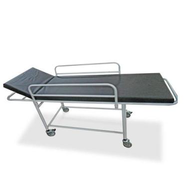 Imagem de Maca Carro Padiola Hospitalar Esmaltado Preto Com Rodízios e Suporte d