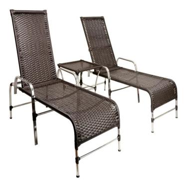 Imagem de Espreguiçadeiras E Mesa Confortável Para Piscina Tabaco