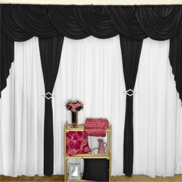 Imagem de Cortina Sedução Para Varão Em Malha 3,00m X 2,60m Sala Quarto - Preta