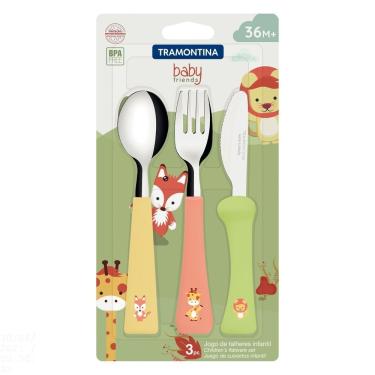 Imagem de Jogo De Talheres Infantil Baby Friends Com Lâminas De Aço Inox E Cabos De Polipropileno C