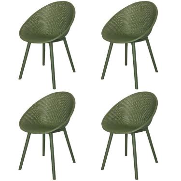 Imagem de Kit 4 Cadeiras Drops Rivatti Em Polipropileno Verde Base Desmontável Verde