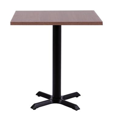 Imagem de Mesa ômega Em Ferro Preto Pintura 74 Cm (altura) Com Tampo Em Mdp Quadrado 80 Cm Imbuia