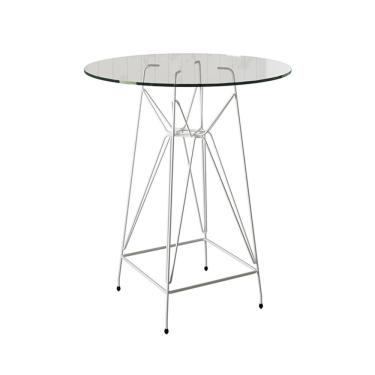 Imagem de Mesa Bistrô Alta Eames Eiffel Vidro 60Cm Base Ferro Branco