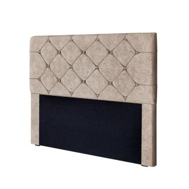 Imagem de Cabeceira Gabriela Casal Em Madeira De Reflorestamento 140cm Suede Amassado Star Confort Bege
