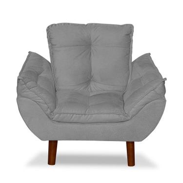 Imagem de Mini Poltrona Cadeira Opala Infantil De Criança Suede Cinza Claro