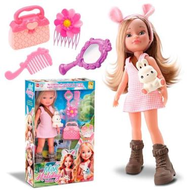 Imagem de Boneca Miss Holiday Haras 34 Cm Modelo Coelho Com Tiara Bolsa Pente Pr