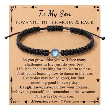 Imagem de Memgift Pulseira para presente To My Man Son, aniversário, formatura, Páscoa, Dia dos Namorados, presente de Natal para homem, marido, filho, namorado, 6, Aço inoxidável, Sem Pedra Preciosa