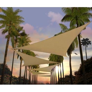 Imagem de Amgo Toldo Vela Triangular Bege Areia 8' X Agtapt8, Cobertura Para Área Externa, Bloqueio De Raios Uv 95%, Permeável À Água E Ao Ar, 200 G/M², Padrão Comercial Resistente (Fazemos Tamanho Personaliz