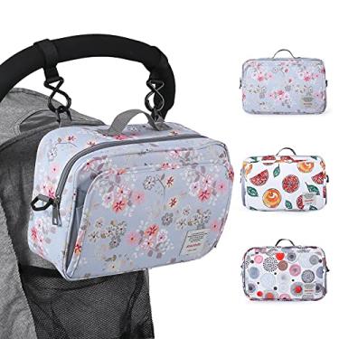Imagem de GOGOSO Bolsa Organizadora Para Carrinho De Bebê Com Bolso Isolado, Ajuste Universal A Maioria Dos Carrinhos, Espaço Fraldas, Lenços Umedecidos E Brinquedos, Flores