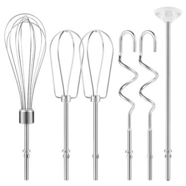 Imagem de QUFA Acessórios Para Batedeira Manual, Batedor, Ganchos Massa E Vareta Misturar, De Aço Inoxidável Compatíveis Com Batedeiras Kitchenaid Khm3 Khm5 Khm7 Khm9, Conjunto 6 Peças