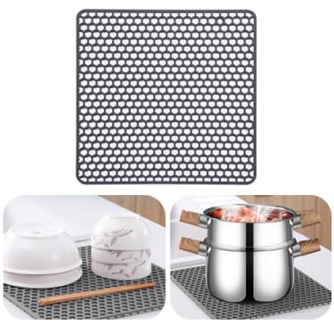 Imagem de JBFadzmat Protetores De Pia, Escorredor Pratos Cozinha, 33 X Cm, Tapete Silicone, Contra Manchas, Danos E Arranhões, Grade Lavável Na Máquina Lavar Louças Para Secagem