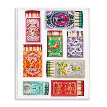 Imagem de Stupell Industries Iconic Fashion Brands Matchboxes branco emoldurado giclee art design por Amanda Greenwood, 16 x 20
