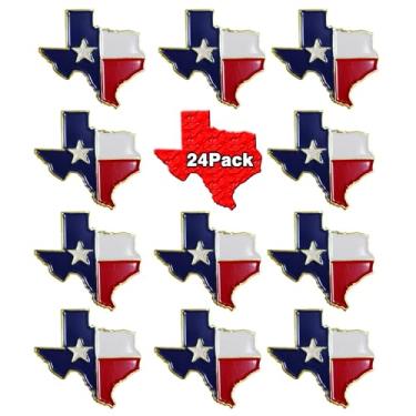 Imagem de rhungift Pacote Com 24 Alfinetes De Lapela Do Estado Texas, Eua, Bandeira Ondulante, Mapa Patriótico Série Lembranças Metal A Granel