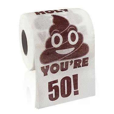 Imagem de UFRITAN Presentes De Feliz Aniversário 50 Anos, Rolo Papel Higiênico Engraçado 3 Folhas, Brincadeira Estampada "Caramba, Você Tem Anos", Decoração Banheiro Com Pegadinhas E Surpresas Para Meninos, F