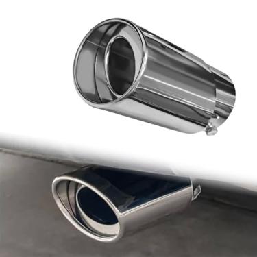 Imagem de QKYS Ponteiras De Escapamento Cromadas 2,5" A 3,3", Pontas Silenciador, Kit Tubo Reto Ajustável, Escape, Modificação Universal Carro (Prata)