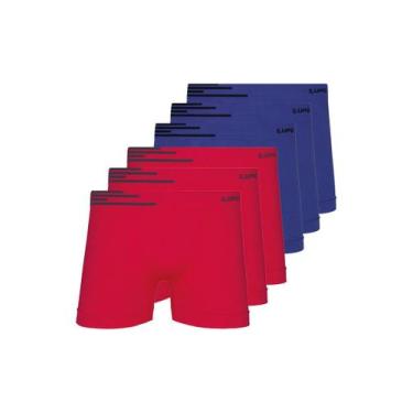 Imagem de Kit com 6 Cuecas Boxer Lupo 436-002 Colorido, Vermelho, GG