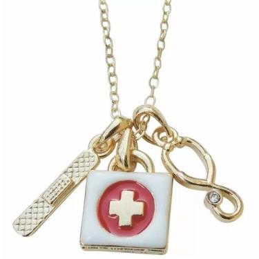 Imagem de Colar Enfermagem Maleta Bandaid Esteto Folheado 18k - Milena Folheados