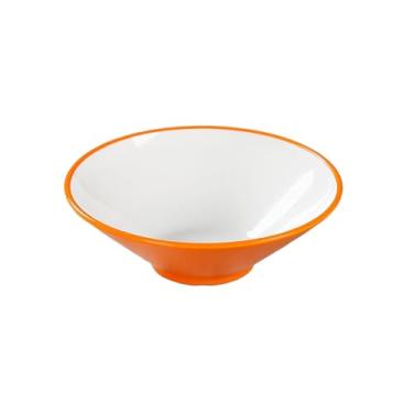 Imagem de TROSIQUANJIA Tigela de macarrão resistente ao calor Zhongcai com esmalte simples de cor sólida estilo chinês para uso doméstico - tigela de chapéu laranja e branco de 23 cm