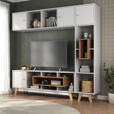 Imagem de Estante Home para Tv até 65 Polegadas com 3 Portas Concept Yescasa Branco/Nogal