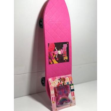 Imagem de 1 SKATE INFANTIL COLOR GIRL ROSA resistente  + 1 Kit Maquiagem Infanti