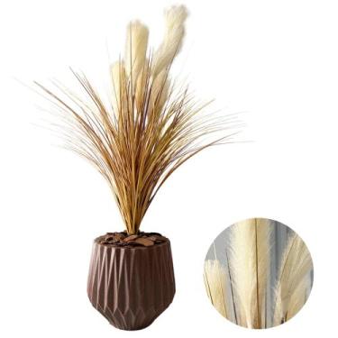 Imagem de Campim Dos Pampas Artificial com Vaso Completo Planta - Flor Imp