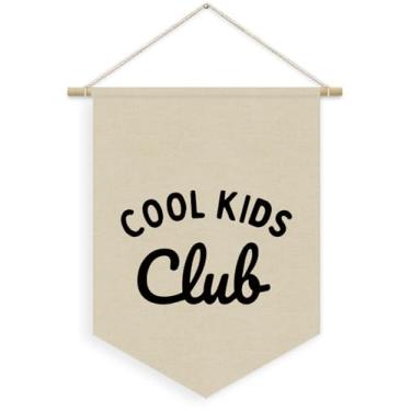 Imagem de XYDEG Decoração de quarto infantil, faixa de lona de linho para clube infantil, faixa de bandeira minimalista neutra para pendurar na parede para quarto de bebê, 38 x 28 cm