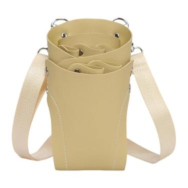 Imagem de ChuYiElegance Bolsa de Cintura para Tesoura de Cabeleireiro Bolsa de Cintura Portátil de Couro PU Bolsa Organizadora de Ferramentas de Barbeiro para Barbeiro, Amarelo, Tamanho real