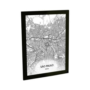 Imagem de Quadro Decorativo São Paulo Brasil Mapa Pb Viagem Decoração Poster Quarto Sala