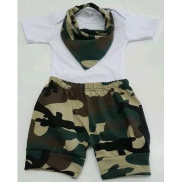 Imagem de Conjunto para Bebê Body, Shorts e Bandana Menino - Kadu Modas , Branco