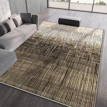 Imagem de Tapete de sala de estar com listras abstratas, fácil de limpar, decoração para casa, para quarto, sala de estar, dobrável, macio (120 x 160 cm)/CX030-lint-free-7)