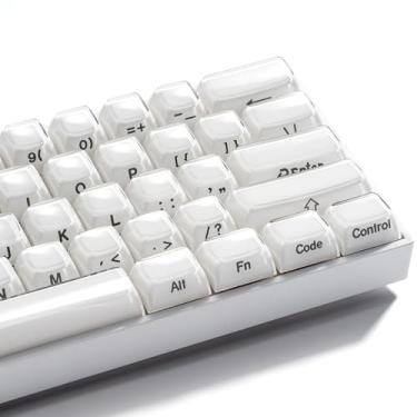Imagem de GMKWTL XVX White Keycaps, Crystal Jelly Keyboard Caps OEM Profile Side Printed Keycap Set Compatível com 61/68/84/87/98/100 ANSI Layout MX Switches Teclado Mecânico