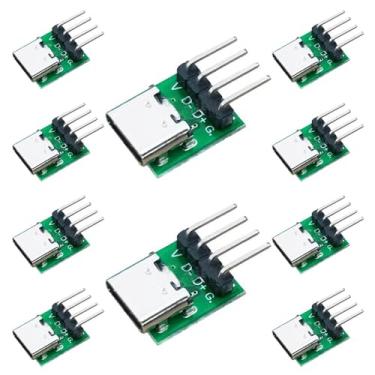 Imagem de Teansic 10 PCS Tipo-C Placa de Teste Fêmea Tomada PCB com Pino Dobrado, Conector USB 3.1 de 2,54 Pitch 16P para Transferência de Dados