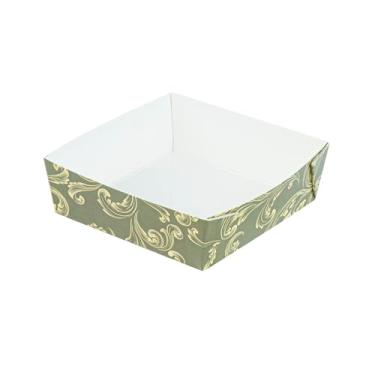 Imagem de Restaurantware Assadeiras de papel floral vintage verde-escuro, 100 unidades, 227 g, à prova de gordura, prontas para forno, com design floral para restaurantes, padarias, cafés e uso doméstico.