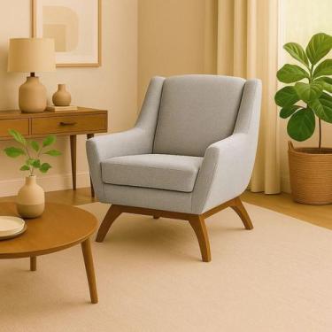 Imagem de Poltrona Dekorien Juliet Linho Premium Alto Acabamento, Linho Cinza El