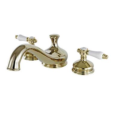 Imagem de Kingston Brass KS3332BPL Bel Air – Enchimento de banheira romana com alavanca, 21,5 cm de alcance do bico, latão polido