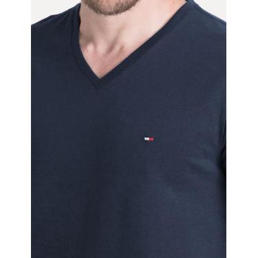 Imagem de Camiseta Tommy Hilfiger Masculina Essential V-Neck Azul Marinho, M/M