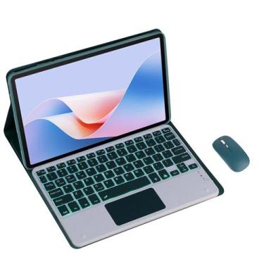 Imagem de Capa De Teclado Com Suporte De Couro PU Sem Fio Com Mouse Para Tablet 