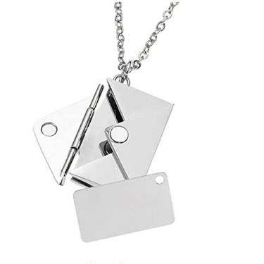 Imagem de YZYDF Colar com medalhão envelope, aço inoxidável, ouro, prata, Love You, mensagem secreta, pingente de joia para presente, As Pic Shows, Aço inoxidável