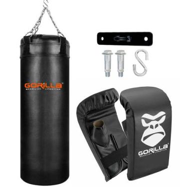 Imagem de Saco De Pancada 70 Cm + Luva Infantil + Suporte - Gorilla, Preto, Unis