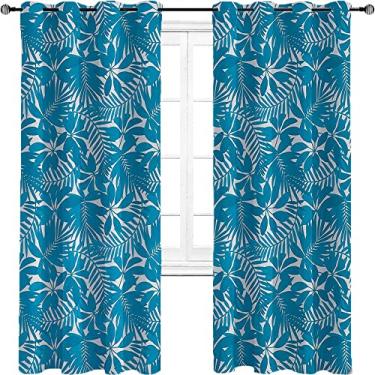 Imagem de Cortinas blackout Havaí – Cortinas de quarto e sala de estar com isolamento térmico, economia de energia e redução de ruído, para quarto, jardim de infância, sala de estar, L 213 cm x C 213 cm azul