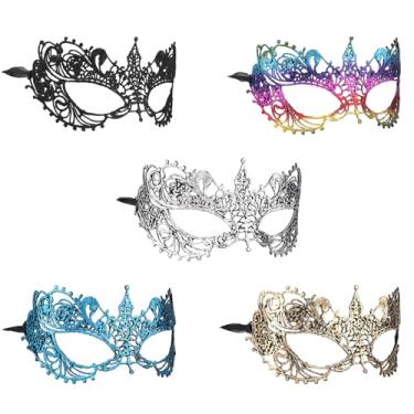 Imagem de lasuroa 5 Peças Máscaras Baile Femininas, Máscaras Renda Veneziana Misteriosas Carnaval Masks Olhos Extravagantes para Baile Masks Carnaval Decoração Fantasia de Halloween